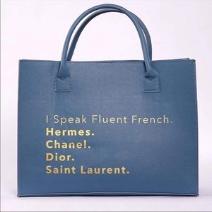 I Speak Fluent French Tote - Blue